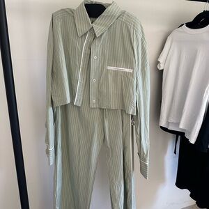 This is a stylish green striped set from Zara, size M.